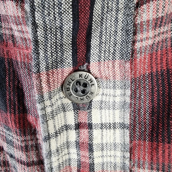 Kuhl Button Front Shirt Long Sleeve Plaid Red Black Cream Size  XL - Picture 6 of 13